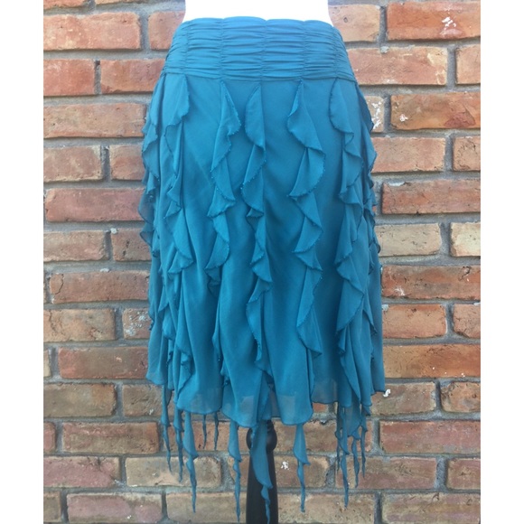 bebe Dresses & Skirts - bebe Silk Beaded Ruffle Skirt